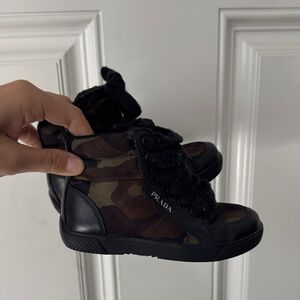 Prada Kids Black & Olive Camo High-Top Sneakers